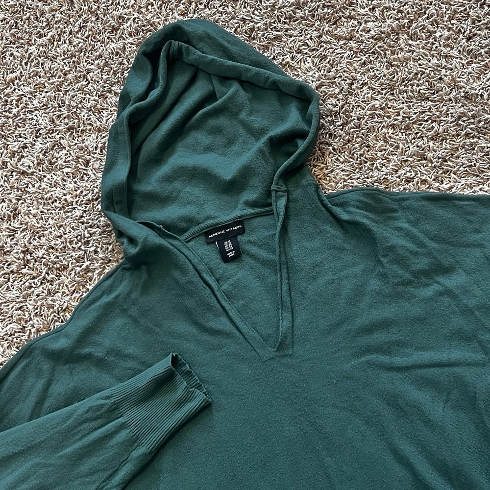 Adrienne Vittadini Hooded Lightweight Sweater Dark Green Women's 1X
